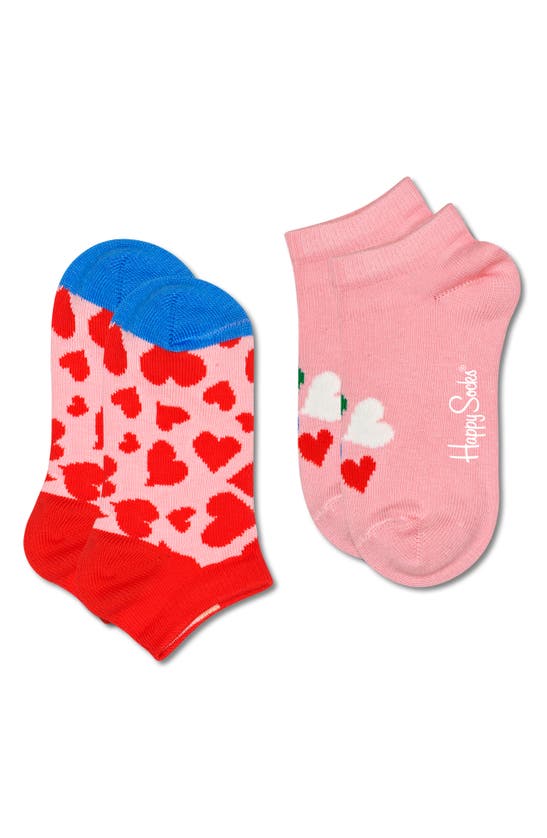 Happy Socks Kids' Assorted 2-pack Heart Ankle Socks In Light Pink