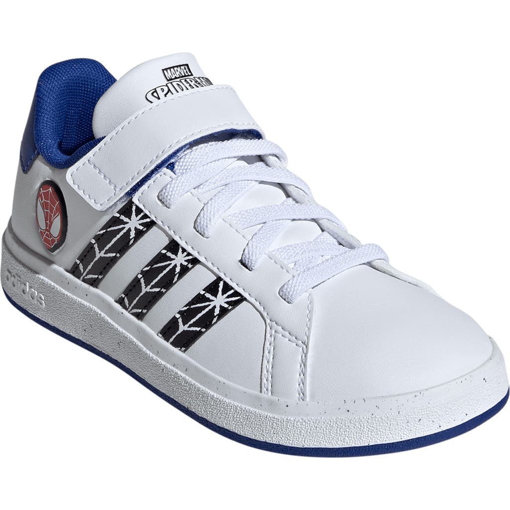 Adidas Originals Adidas Kids' Grand Court Spider-man Sneaker In White/black/royal Blue