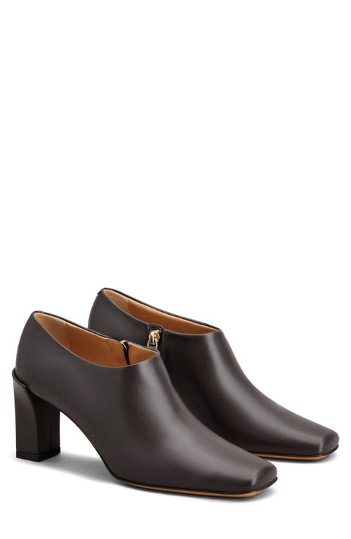 Tod's Square-toe Leather Zip Ankle Booties In Palissandro