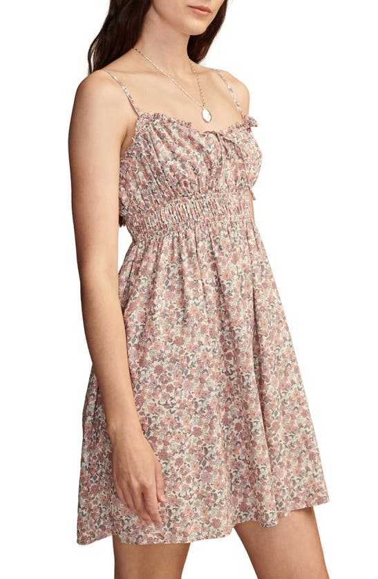 LUCKY BRAND LUCKY BRAND PRINT SMOCKED SLEEVELESS MINIDRESS