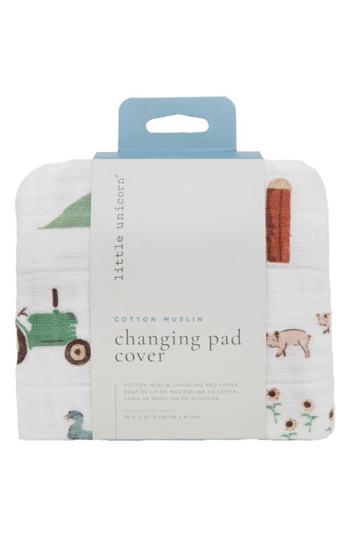 little unicorn Cotton Muslin Changing Pad Cover in Farmyard at Nordstrom
