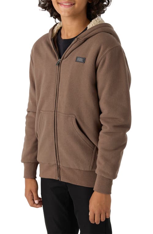 Shop O'neill Kids' Fifty Two High Pile Fleece Lined Zip Hoodie In Chocolate Chip