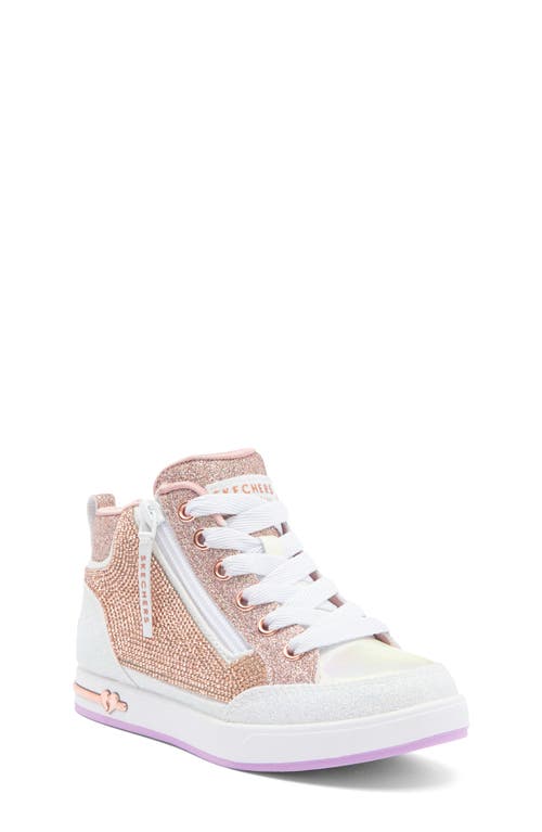 Shop Skechers Kids' Shoutouts 2.0 High Top Sneaker In White/rose Gold