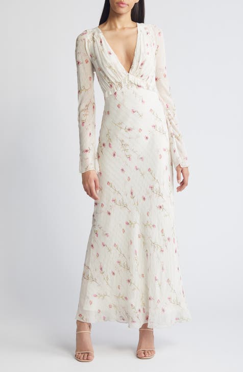 Dalila Print Ruffle Long Sleeve Maxi Dress