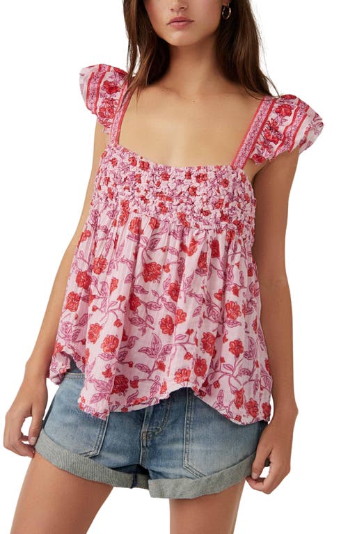 Free People Nala Print Babydoll Tank in Lilac Combo
