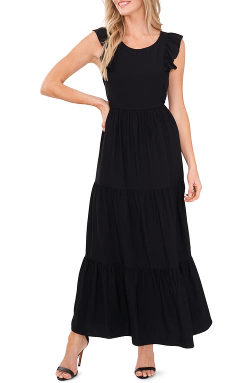 CeCe Tiered Maxi Dress in Rich Black