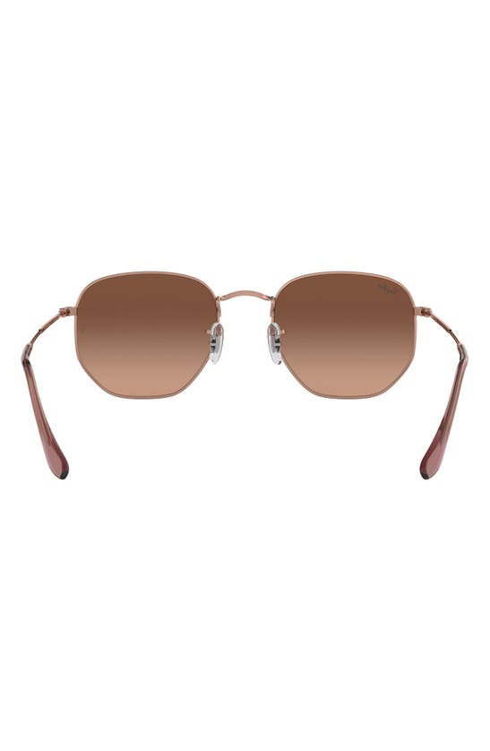Shop Ray Ban 51mm Geometric Sunglasses In Copper/ Copper Gradient