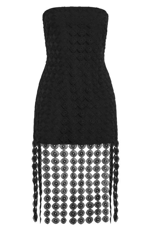 City Chic Ebony Strapless Crochet Lace Minidress In Black