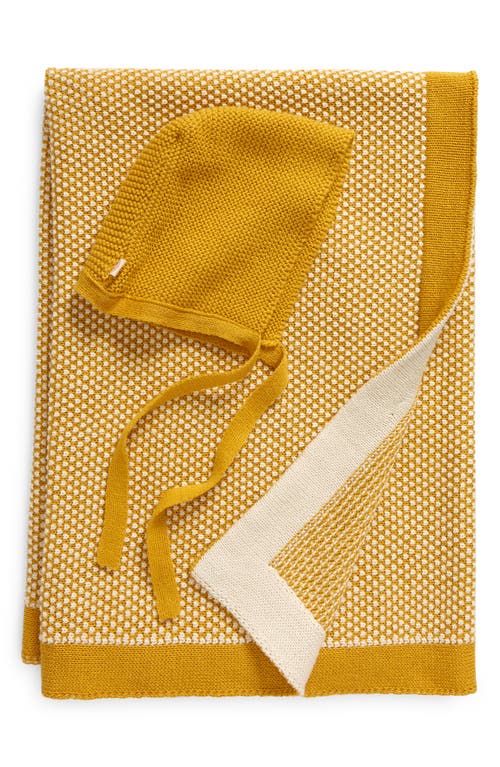 Pink Lemonade Elegant Dove Organic Cotton Hat & Blanket Set In Yellow