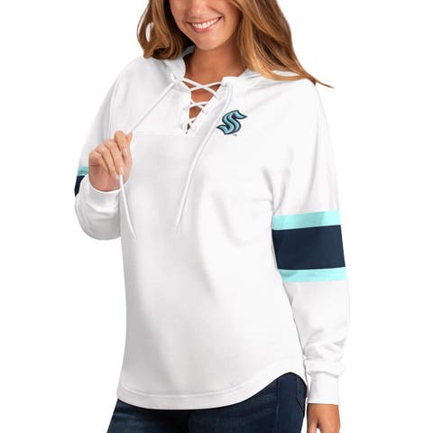 Women's G-III 4Her by Carl Banks White Atlanta Hawks City Pullover Hoodie Size: Extra Small