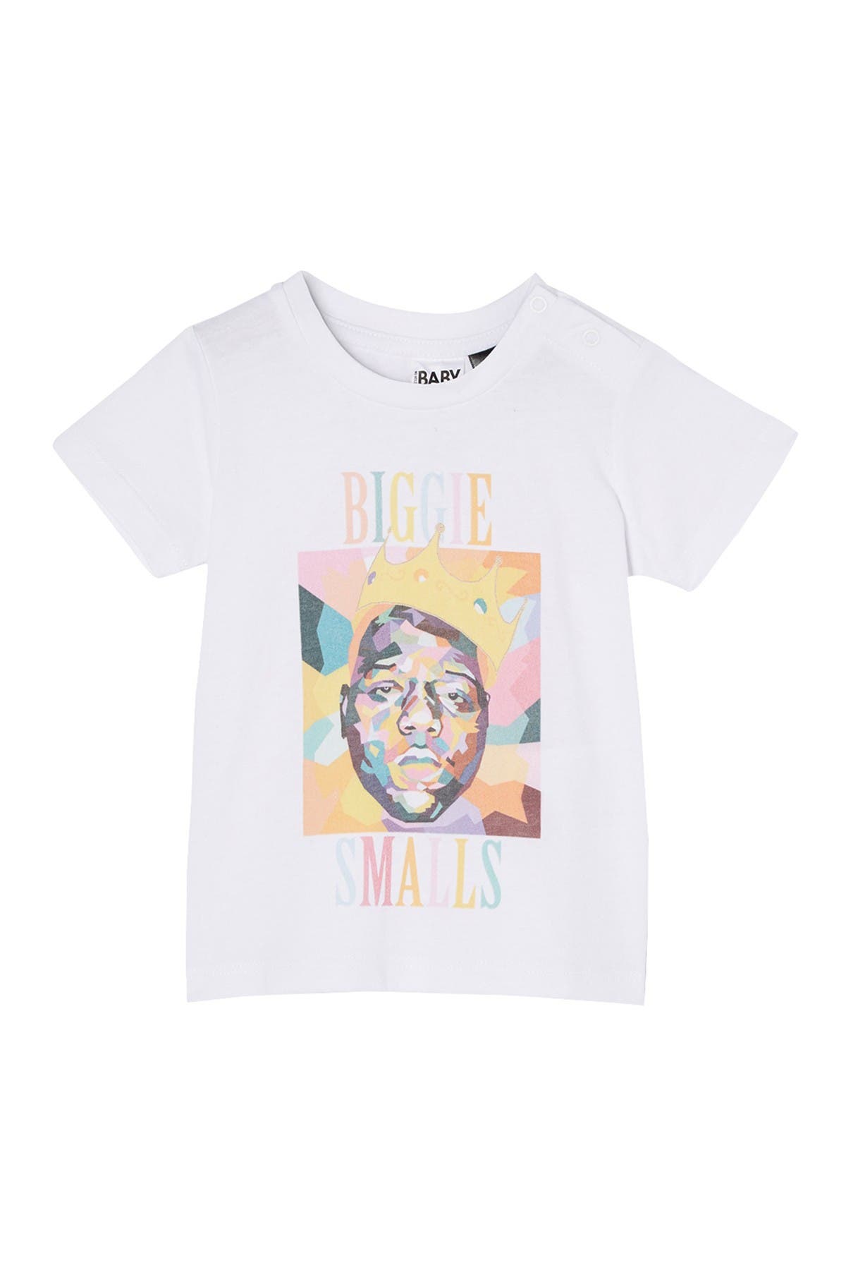 Cotton On Baby Boy Biggie Smalls Short Sleeve T-shirt In Lcn Mt White/abstract Biggie