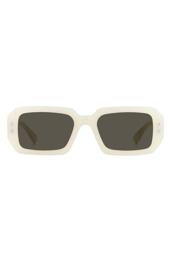 Shop Isabel Marant 53mm Rectangular Sunglasses In Pearl White/ Grey
