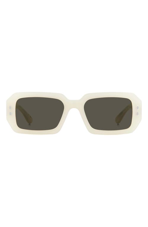 53mm Rectangular Sunglasses in Pearl White/Grey