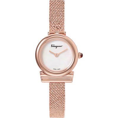 Salvatore Ferragamo Gancino Slim Mesh Strap Watch, 22Mm