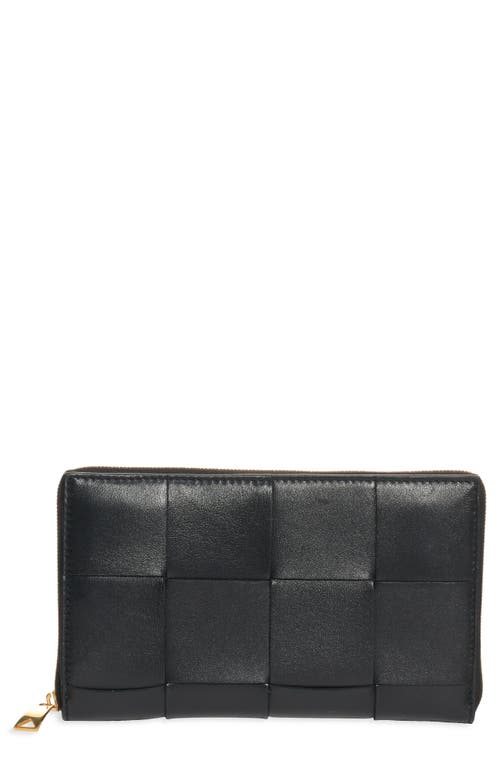 Bottega Veneta Intrecciato Leather Continental Wallet in Black-Gold at Nordstrom