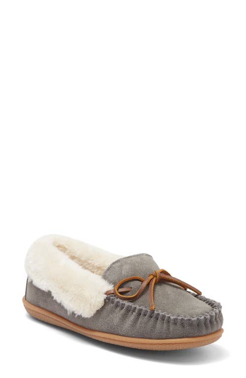 Shop Minnetonka Camp Collar Faux Fur Slipper In Grey