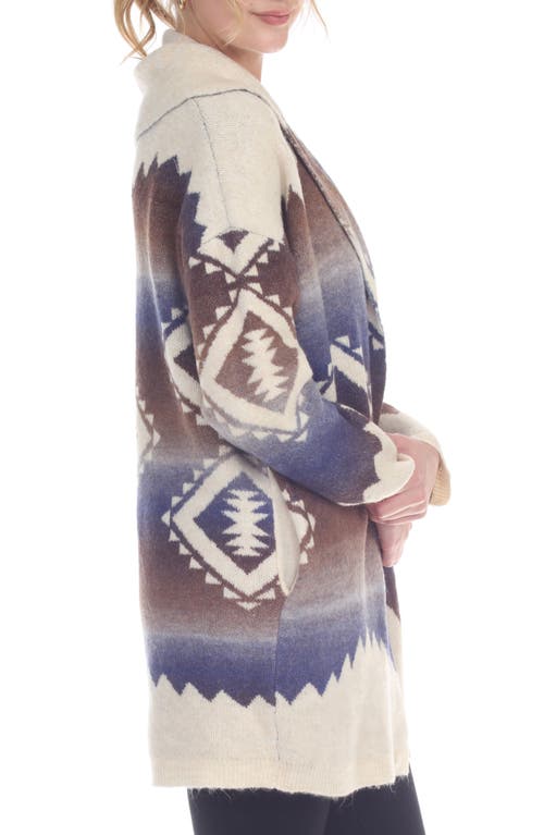Rain And Rose Western Print Cardigan In Lapis