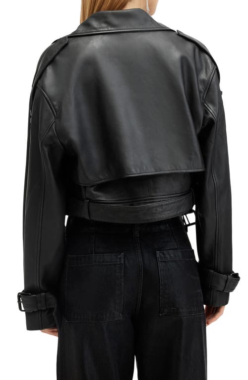 Shop Allsaints Ophelia Crop Leather Jacket In Black