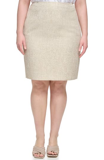 Shop Calvin Klein Midi Skirt In Biscotti Multi