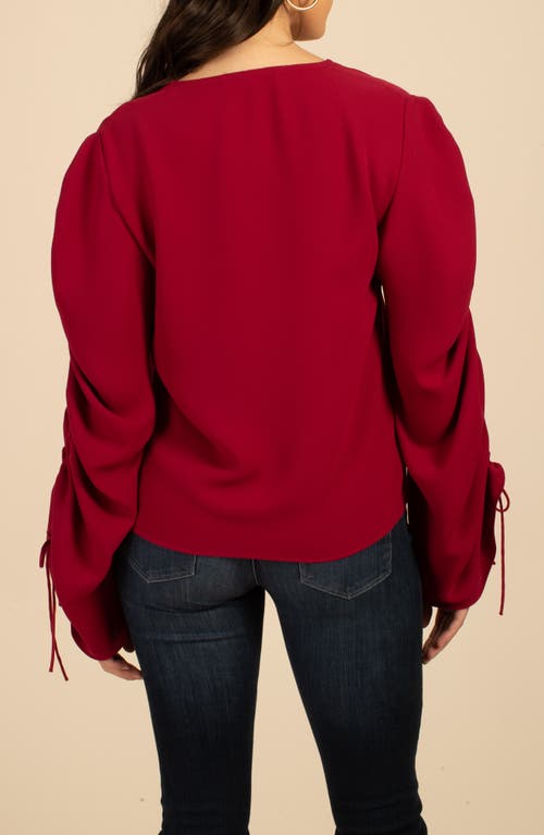 Trina Turk Veda Ruched Tie Sleeve Top In Sumac
