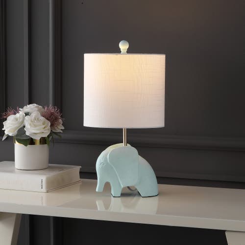 Jonathan Y Koda Eclectic Southwestern Resin/iron Elephant Led Kids' Table Lamp In Turquoise