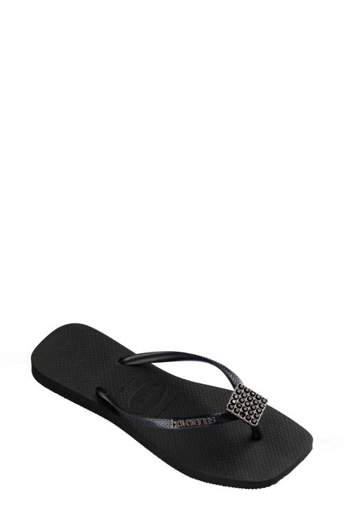 Havaianas Slim Crystal Charm Flip Flop In Black