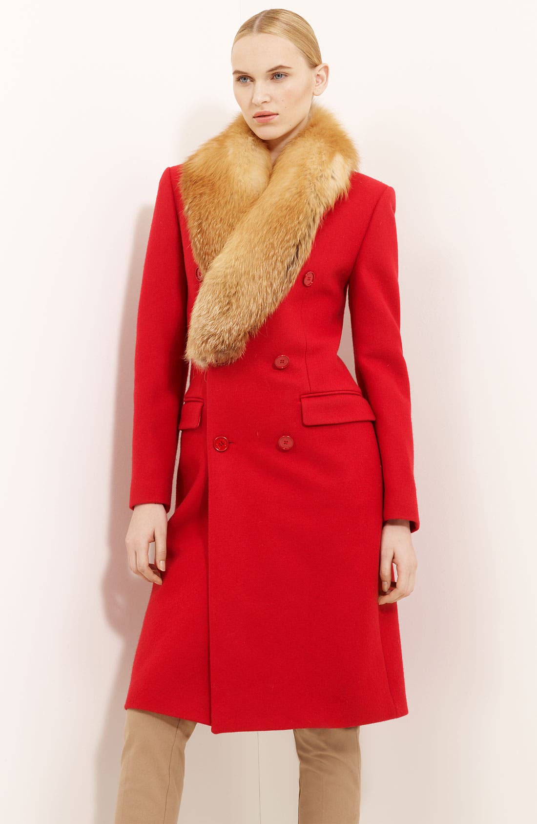 michael kors fur collar coat