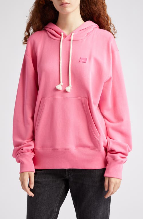 Fairah Face Patch Oversize Cotton Hoodie in Bright Pink