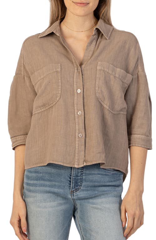 KUT from the Kloth Zuma Linen Blend Shirt in Stone at Nordstrom, Size X-Large