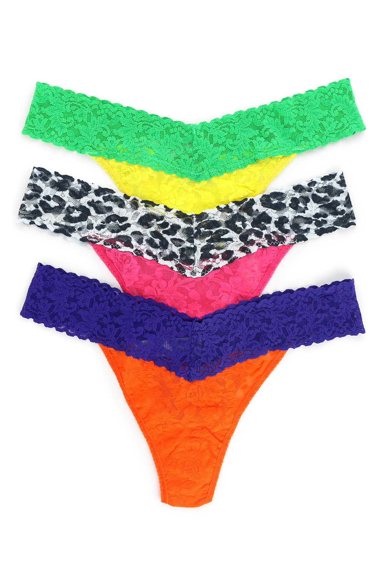 Hanky Panky Original Rise Stretch Lace Thong Panties In Orange/pink ...