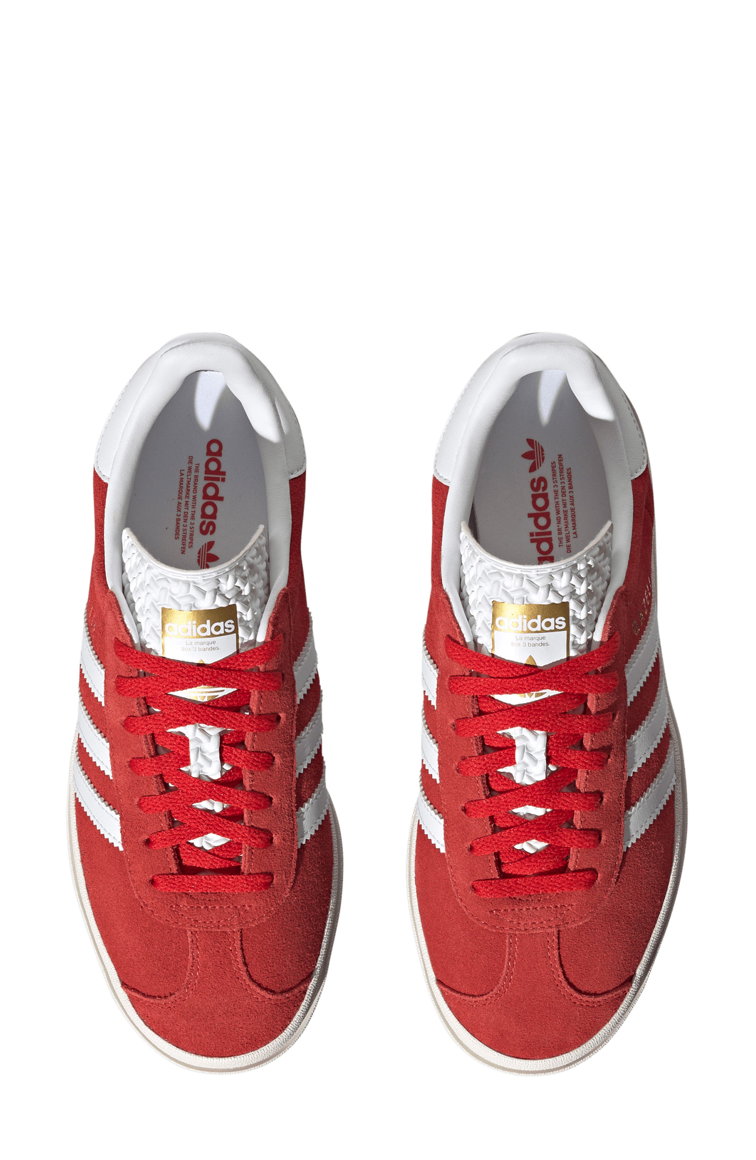adidas Gazelle Bold Platform Sneaker in Red/White/Gold | Smart Closet