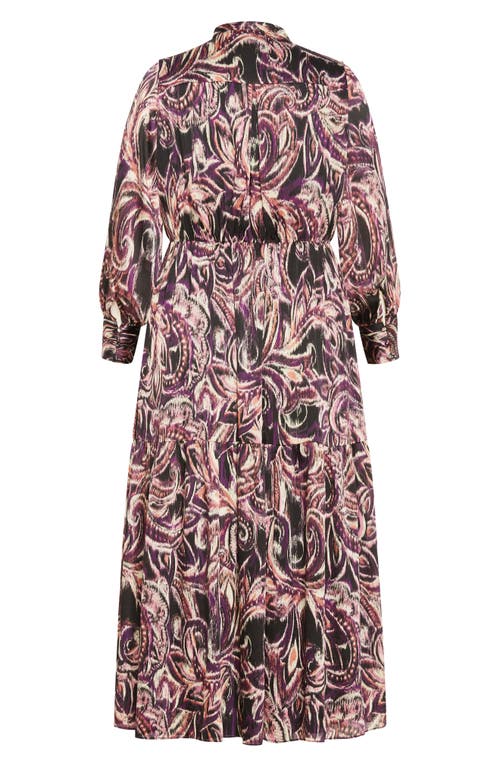 City Chic Suzanne Print Long Sleeve Maxi Dress In Vintage Paisley