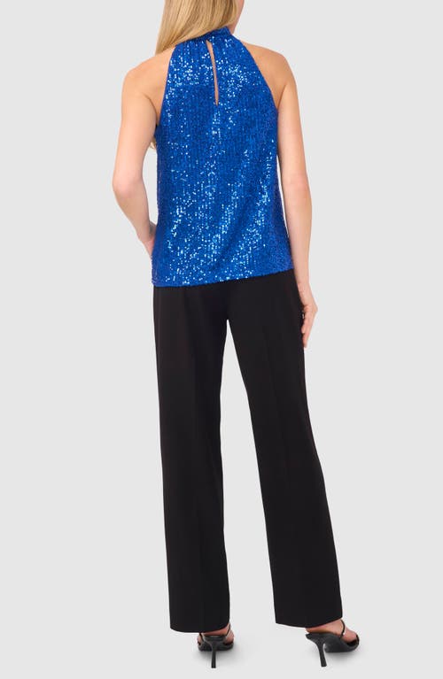 Halogenr Halogen(r) Halter Neck Sequin Top In Twilight Blue