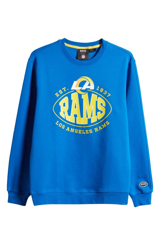 Shop Hugo Boss Boss X Nfl Crewneck Sweatshirt In Los Angeles Rams Bright Blue
