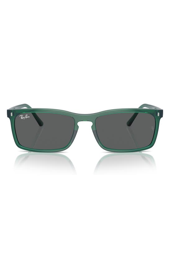 Shop Ray Ban Ray-ban 56mm Rectangular Sunglasses In Transparent Green