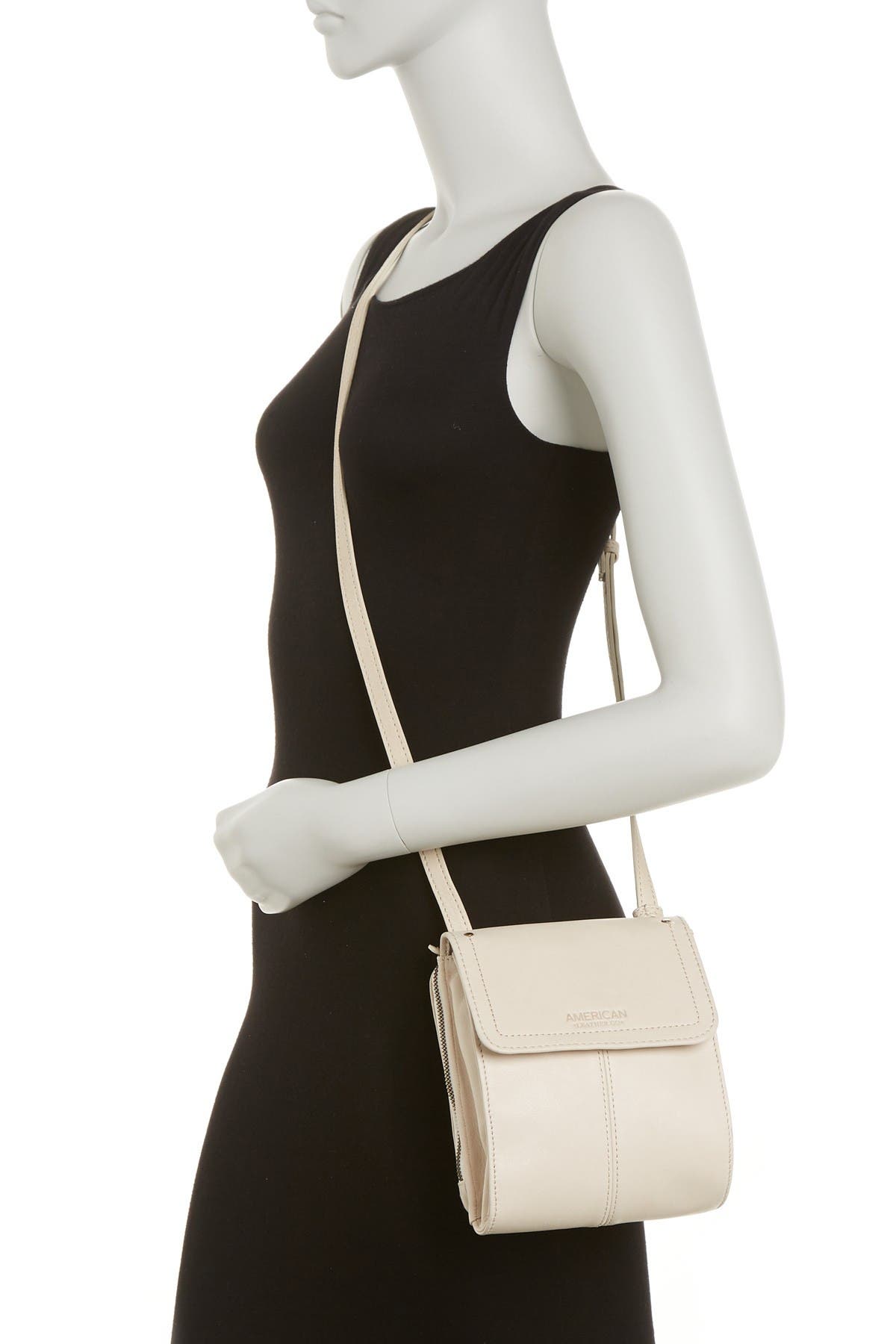American Leather Co. Kansas Colorblock Crossbody Leather Bag In Stone Smooth