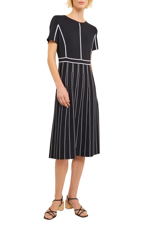 Black and White Stripe Twofer Dress