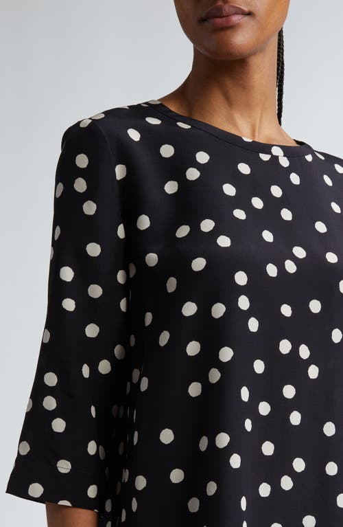 Shop Max Mara Arturo Polka Dot Silk Top In Black