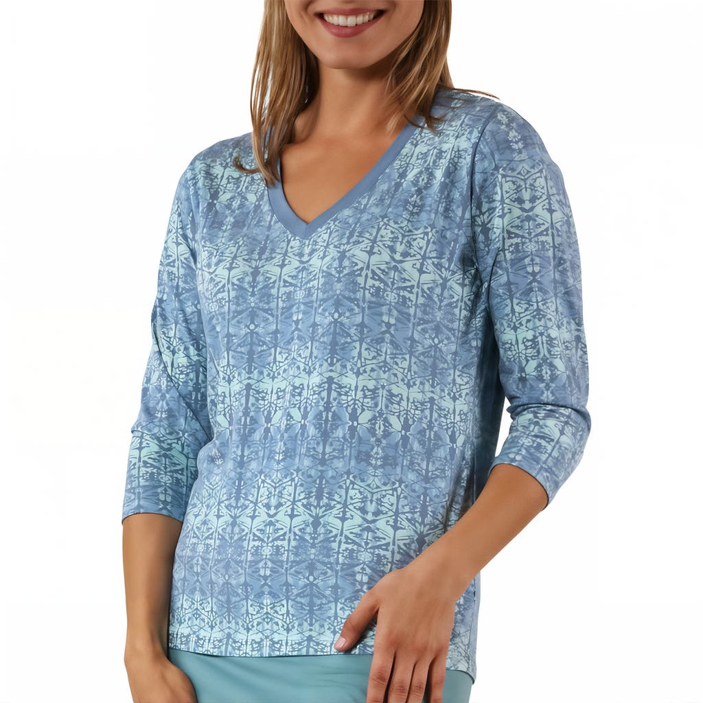 Uv Skinz 3/4 Sleeve V-neck R&r Tee In Baltic Kaleidoscope