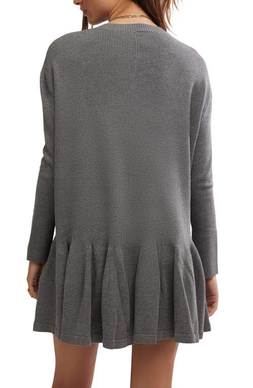 Shop Free People Time On My Side Ruffle Rib Sweater Dress In Dark Grey