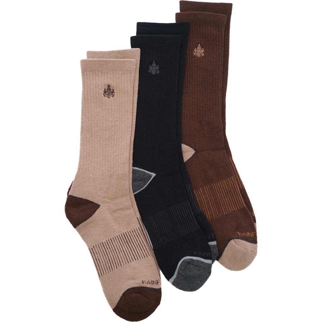 Shop Rainforest Pack Of 3 Crew Socks In Chocolate/oatmeal/black