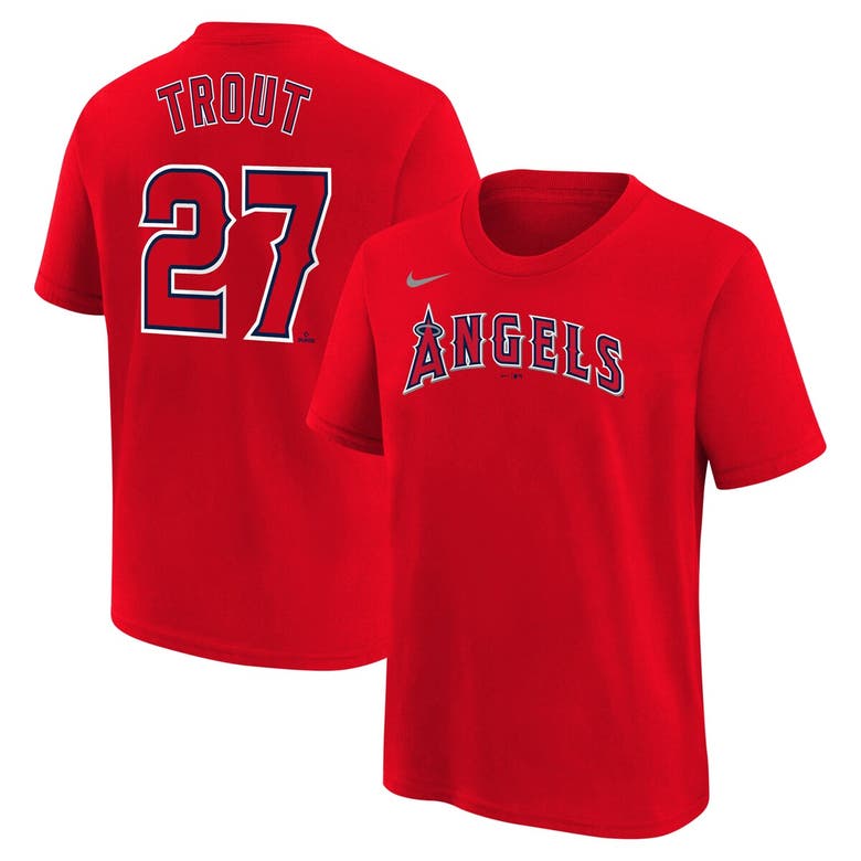 Shop Nike Youth  Mike Trout Red Los Angeles Angels Home Player Name & Number T-shirt
