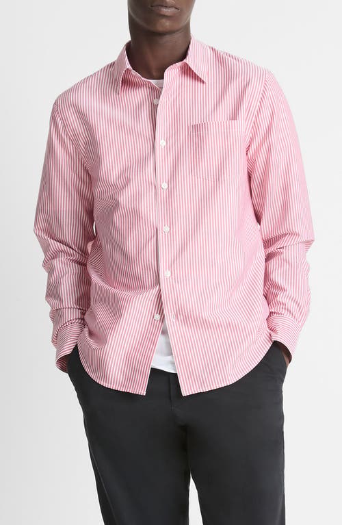 Vince Playa Stripe Poplin Button-up Shirt In Vermouth Combo
