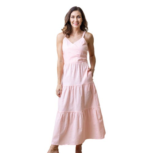 Hope & Henry Womens' Sleeveless Tiered Wrap Dress, Womens in Ballet Pink Linen at Nordstrom