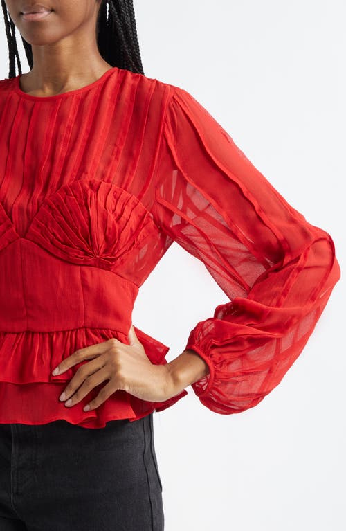 Shop Farm Rio Pleated Peplum Top In Red