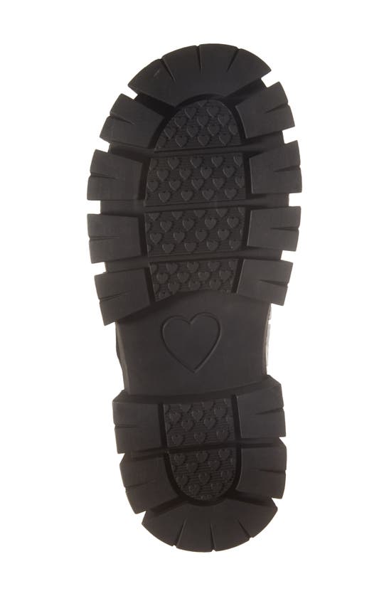 Shop Love Moschino Crisscross Logo Platform Sandal In Black-white