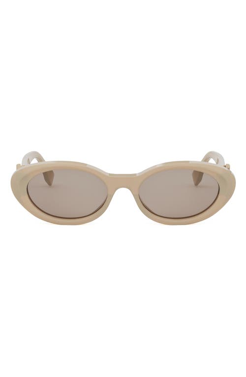 'Fendi Diamonds 53mm Oval Sunglasses in Shiny Beige /Brown at Nordstrom