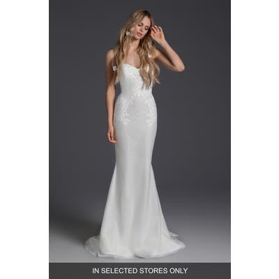 Blush By Hayley Paige Strapless Lace Wedding Dress, Size - Ivory