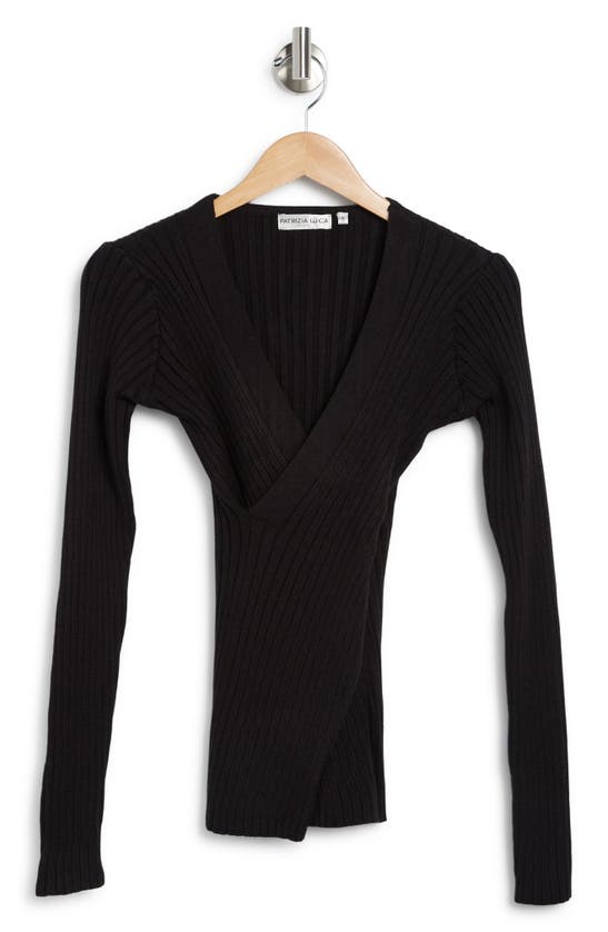 Patrizia Luca Wrap Ribbed Sweater In Black