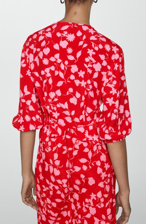 Shop Mango Floral Tie Front Shirt In Red